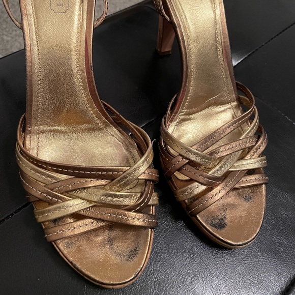 Coach “Stephany” Gold Strappy Heels Size 10 - Picture 3 of 5